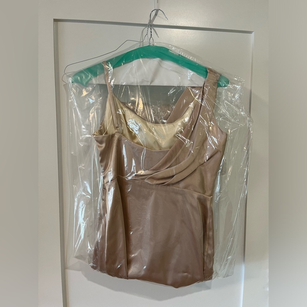 Revelry Bridesmaid Champagne Satin Dress - Picture 2 of 2